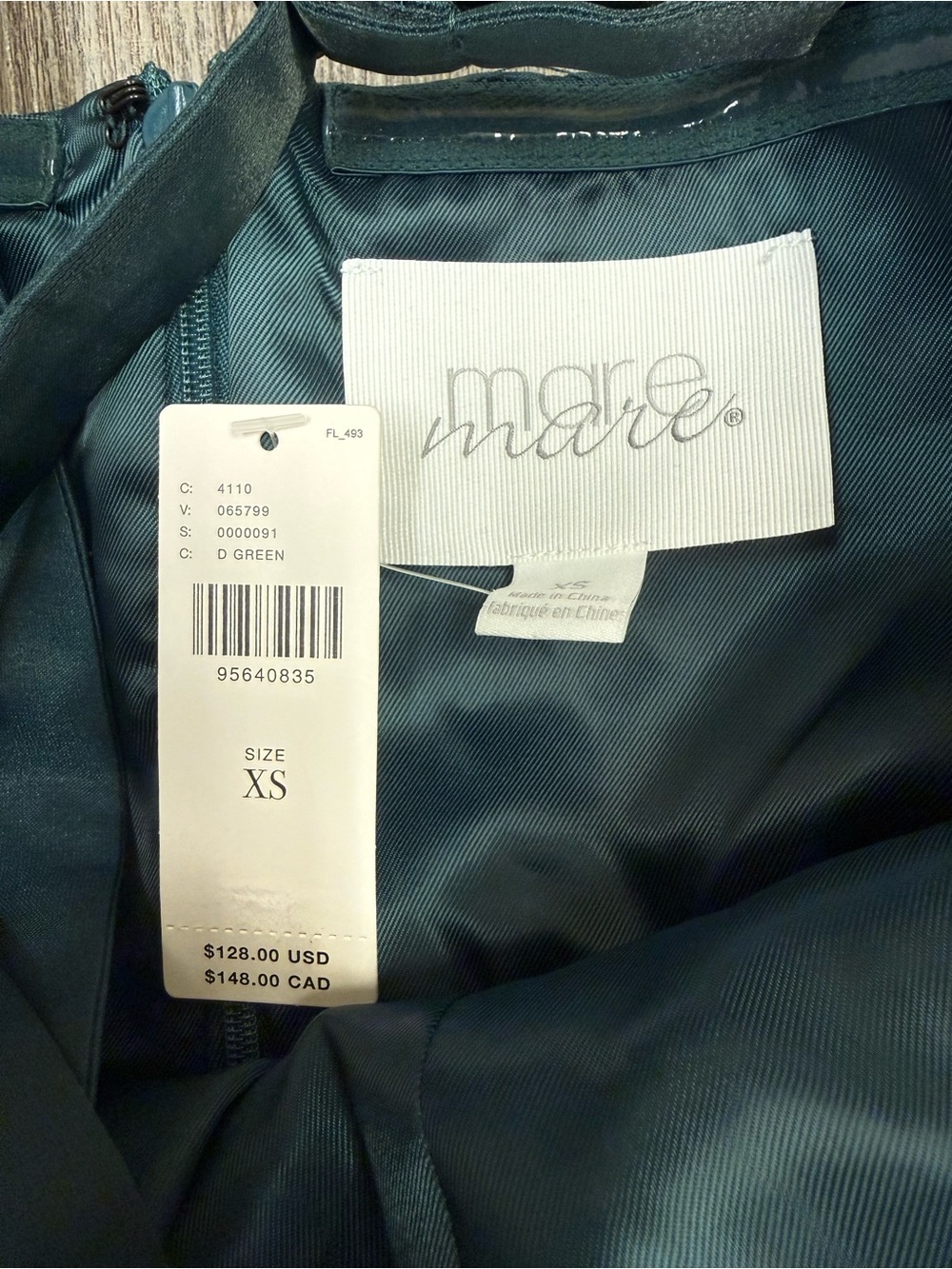 NWT Mare Mare Dark Green Satin Peplum Babydoll Top XS - Picture 3 of 6